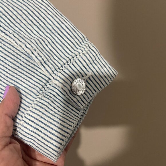 U.S. Polo Association Blue Striped Distressed Denim Jacket, Large, NWT - Picture 7 of 10